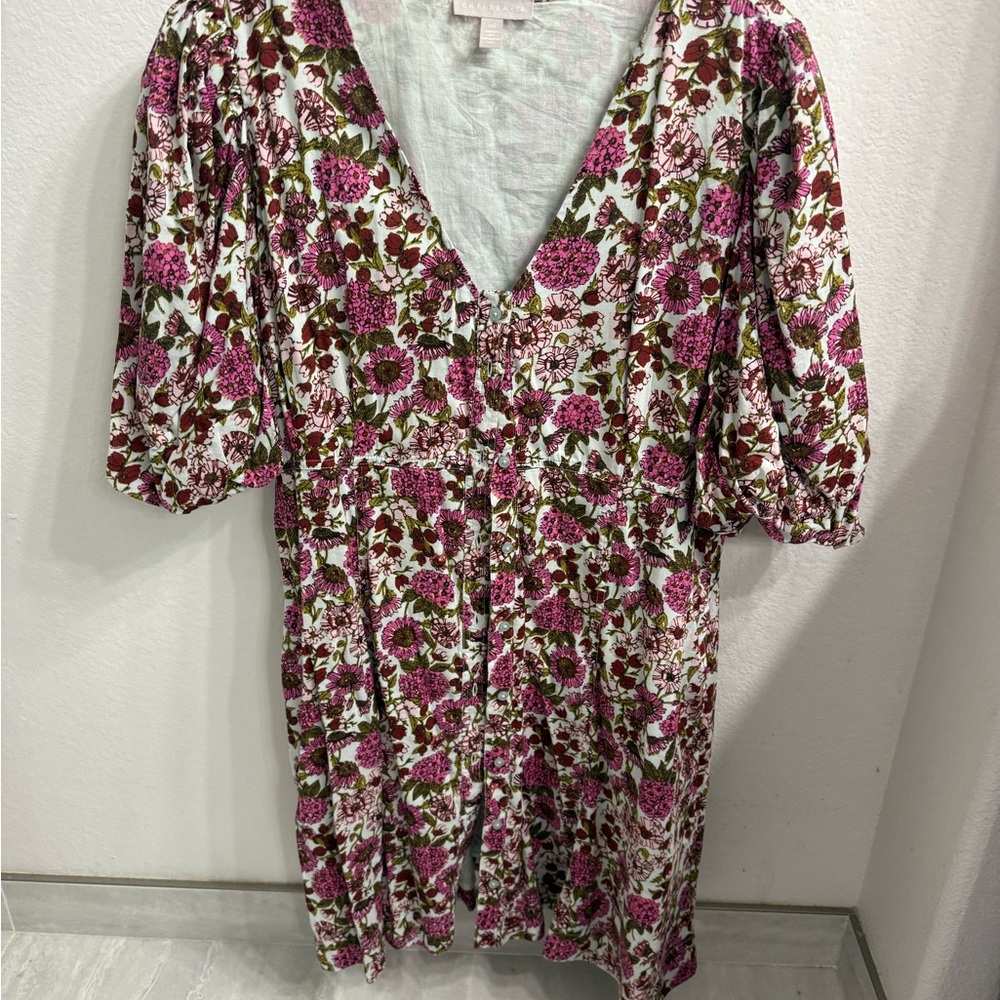 Chelsea28 Pink and Brown Floral Dress - XXL